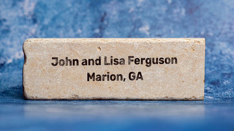 Jerusalem stone engraved with the Ferguson family name